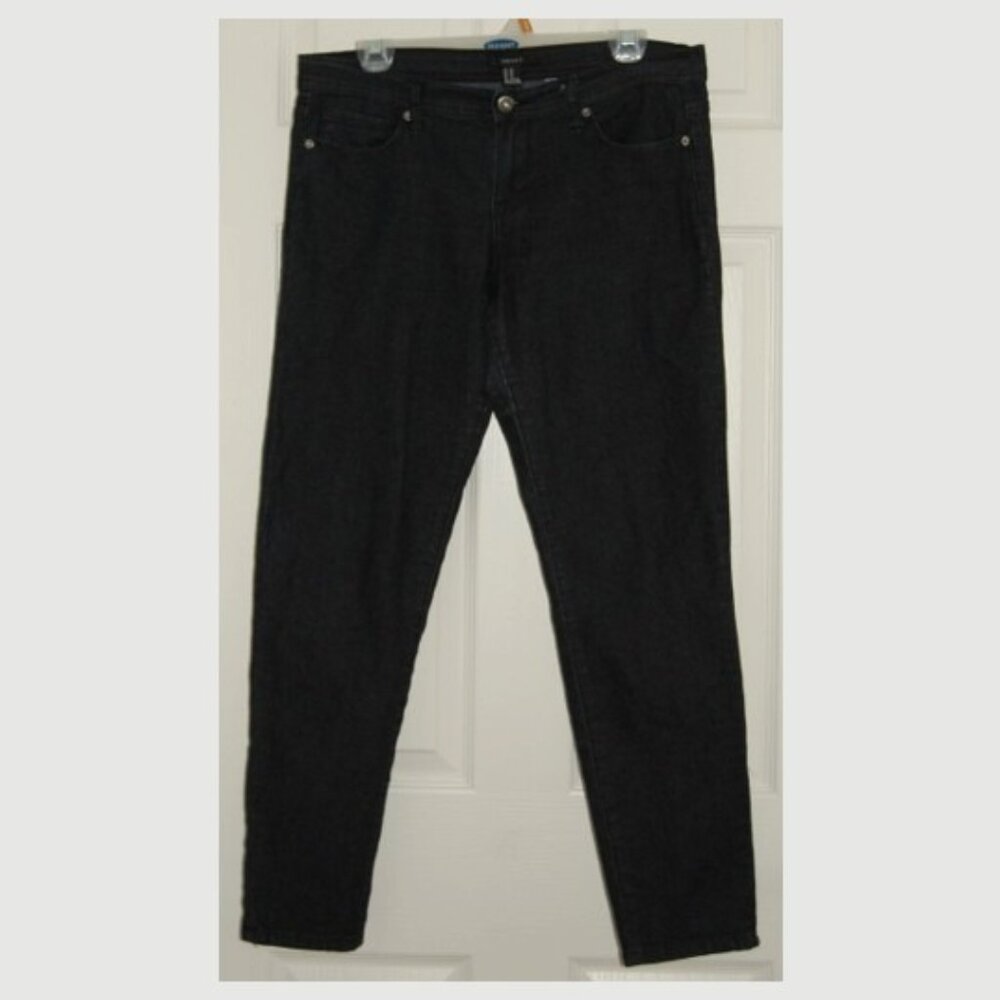 Forever 21 Elegant Black Denim Skinny Pants, Size 30 (34"+ Elastic Waist) Women